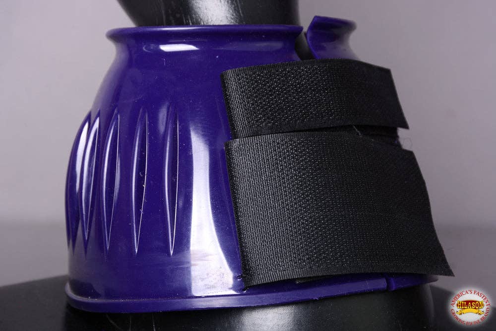 PVC Ribbed Double Hook and Loop Bell Boots Purple