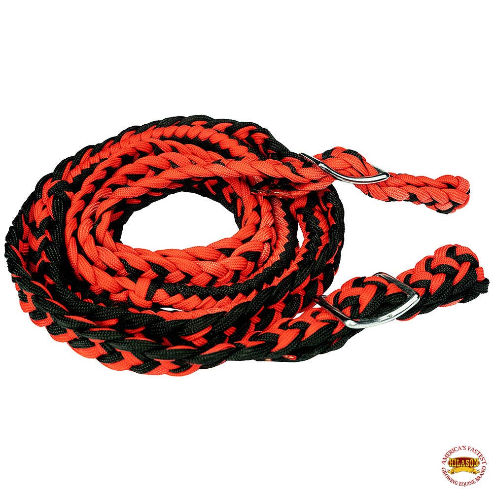 1" 8Ft Braided Poly Barrel Rein Horse Racing Flat Grip Knots