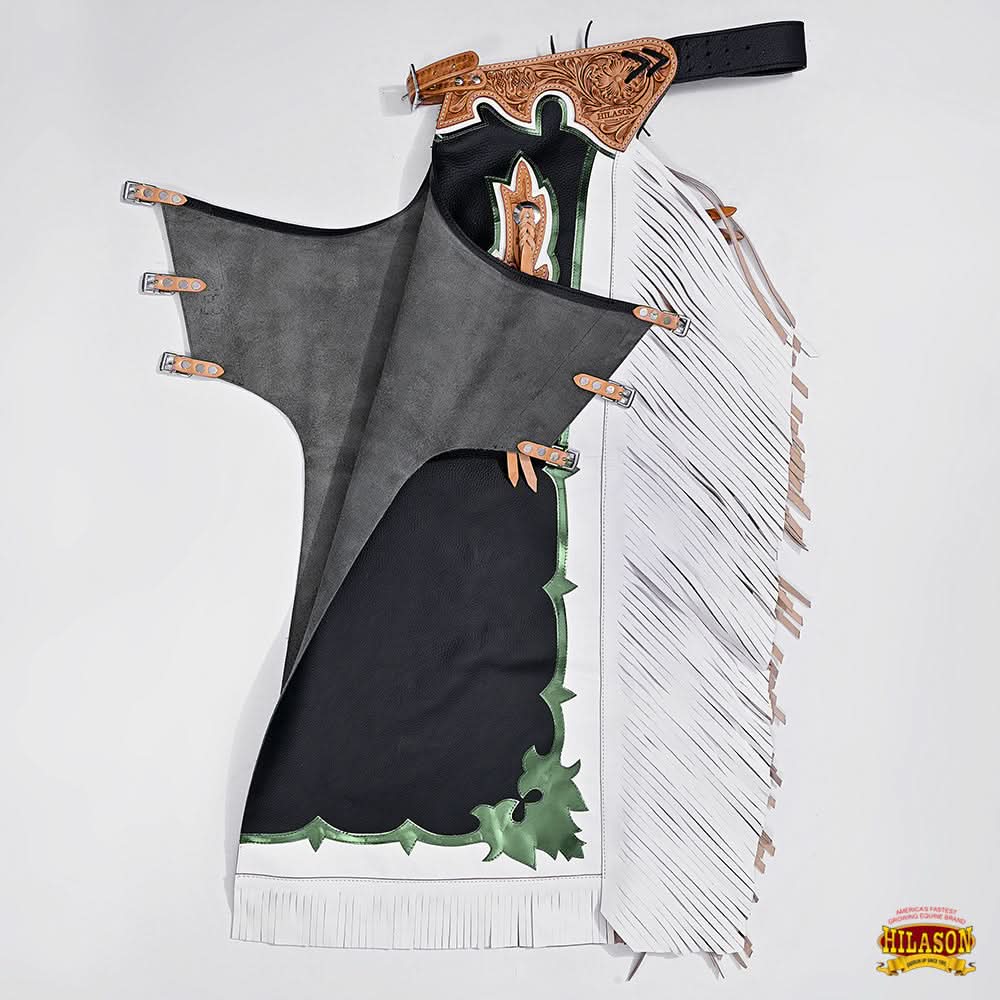 Hilason Handmade Genuine Leather Chaps Adult Handtooled Rodeo Bull Riding