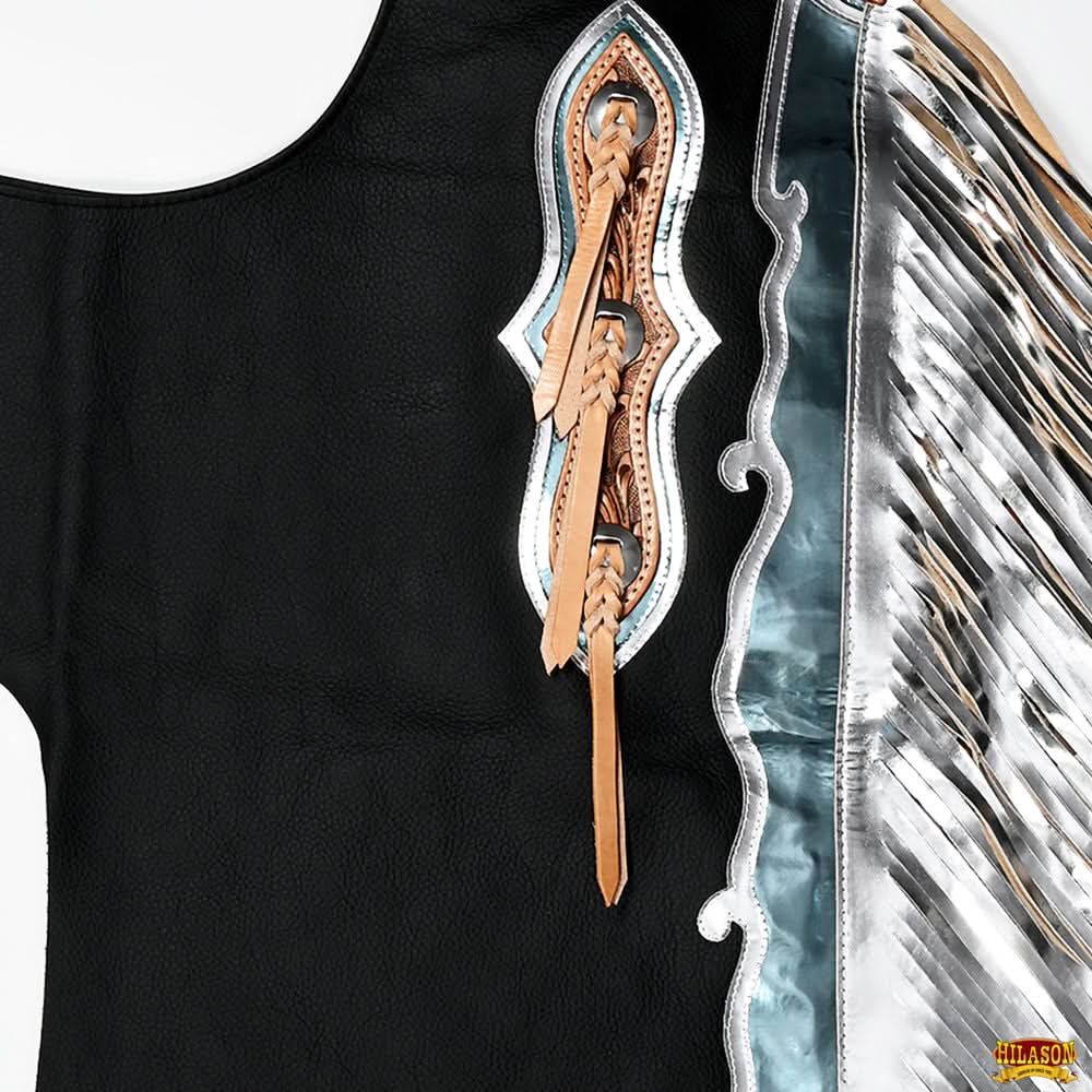 Hilason Handmade Genuine Leather Chaps Adult Handtooled Rodeo Bull Riding