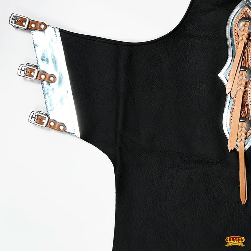 Hilason Handmade Genuine Leather Chaps Adult Handtooled Rodeo Bull Riding