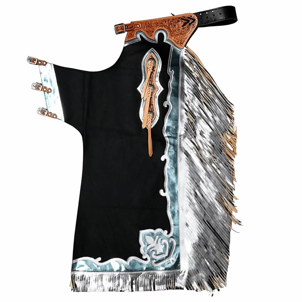 Hilason Handmade Genuine Leather Chaps Adult Handtooled Rodeo Bull Riding