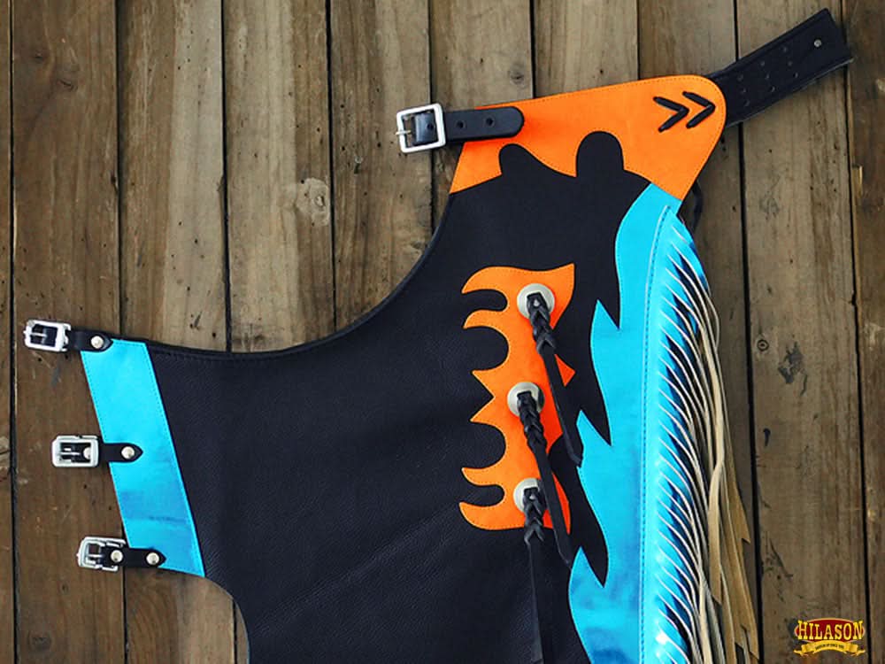 Western Youth Child Rodeo Bronc Bull Riding Show Genuine Leather Chaps