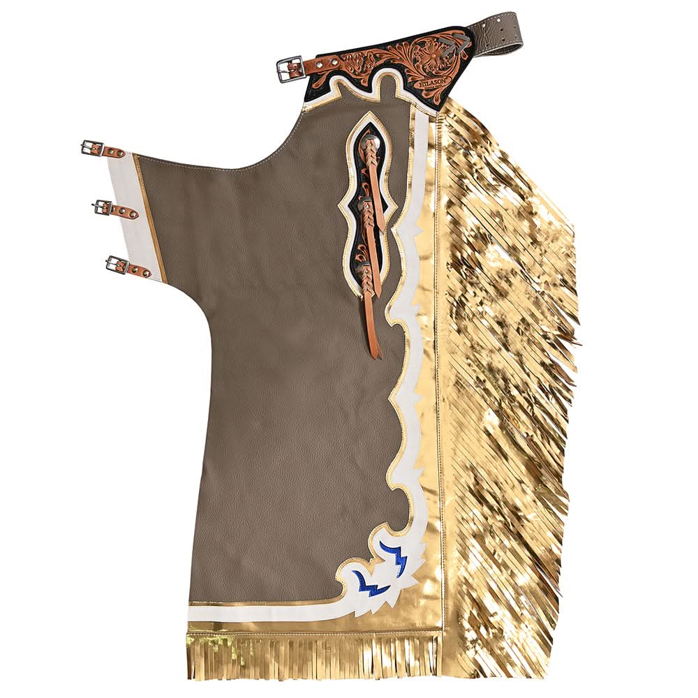 Hilason Handmade Genuine Leather Chaps Adult Handtooled Rodeo Bull Riding