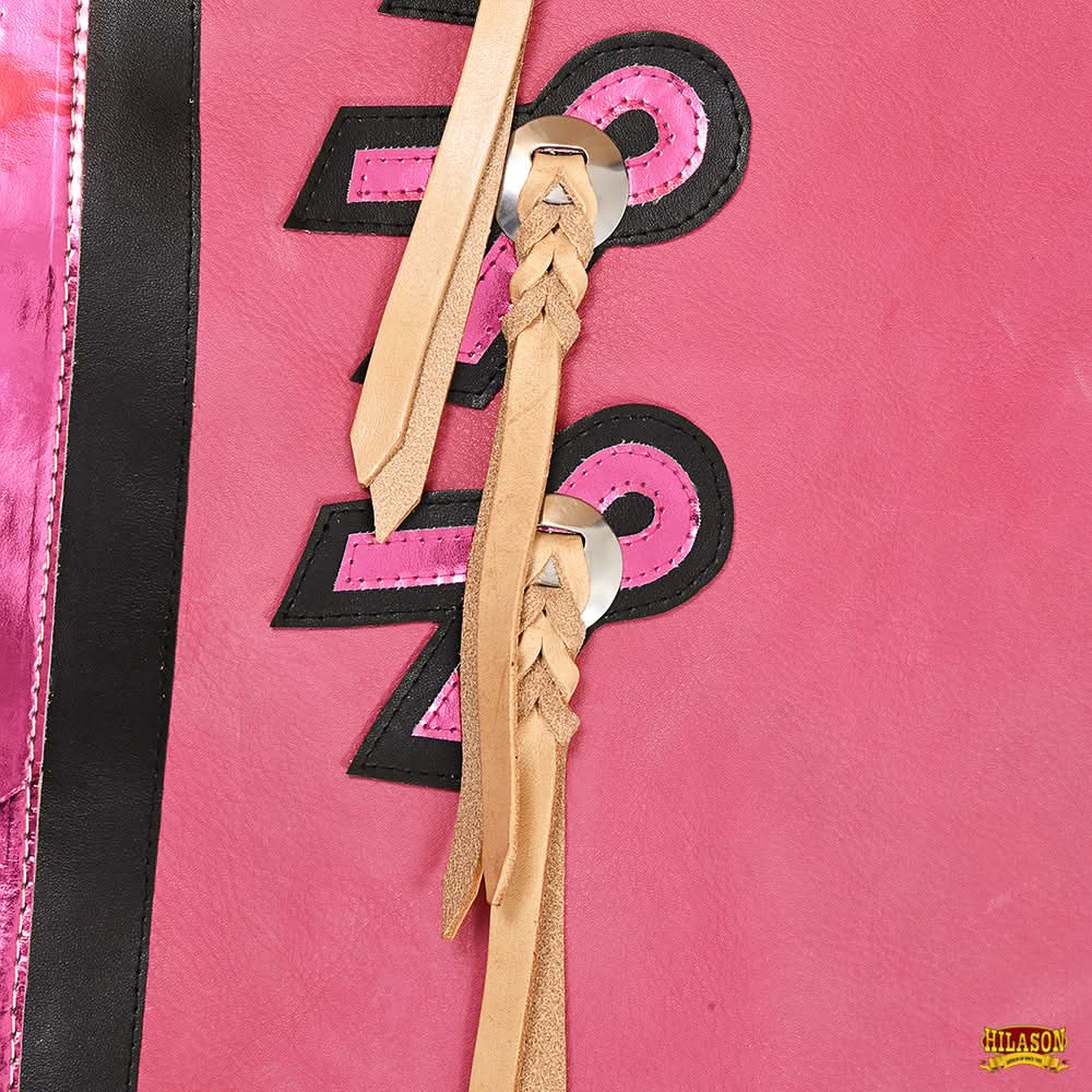 Hilason Pro Rodeo Bull Riding Breast Cancer Chaps