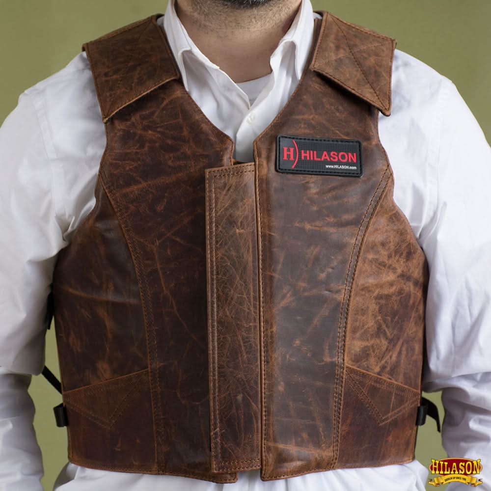 HILASON Equestrian Bull Riding Rodeo Safety Vest Protective Leather