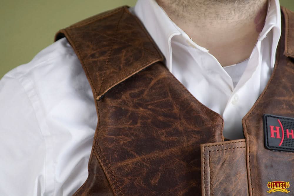 HILASON Equestrian Bull Riding Rodeo Safety Vest Protective Leather