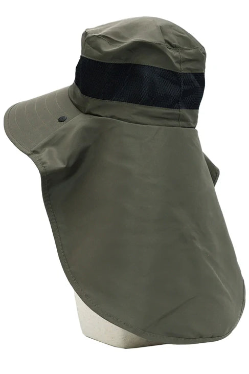 Dark Neutral Wide Brim Poly Fabric Mesh Sun Visor/OLIVE