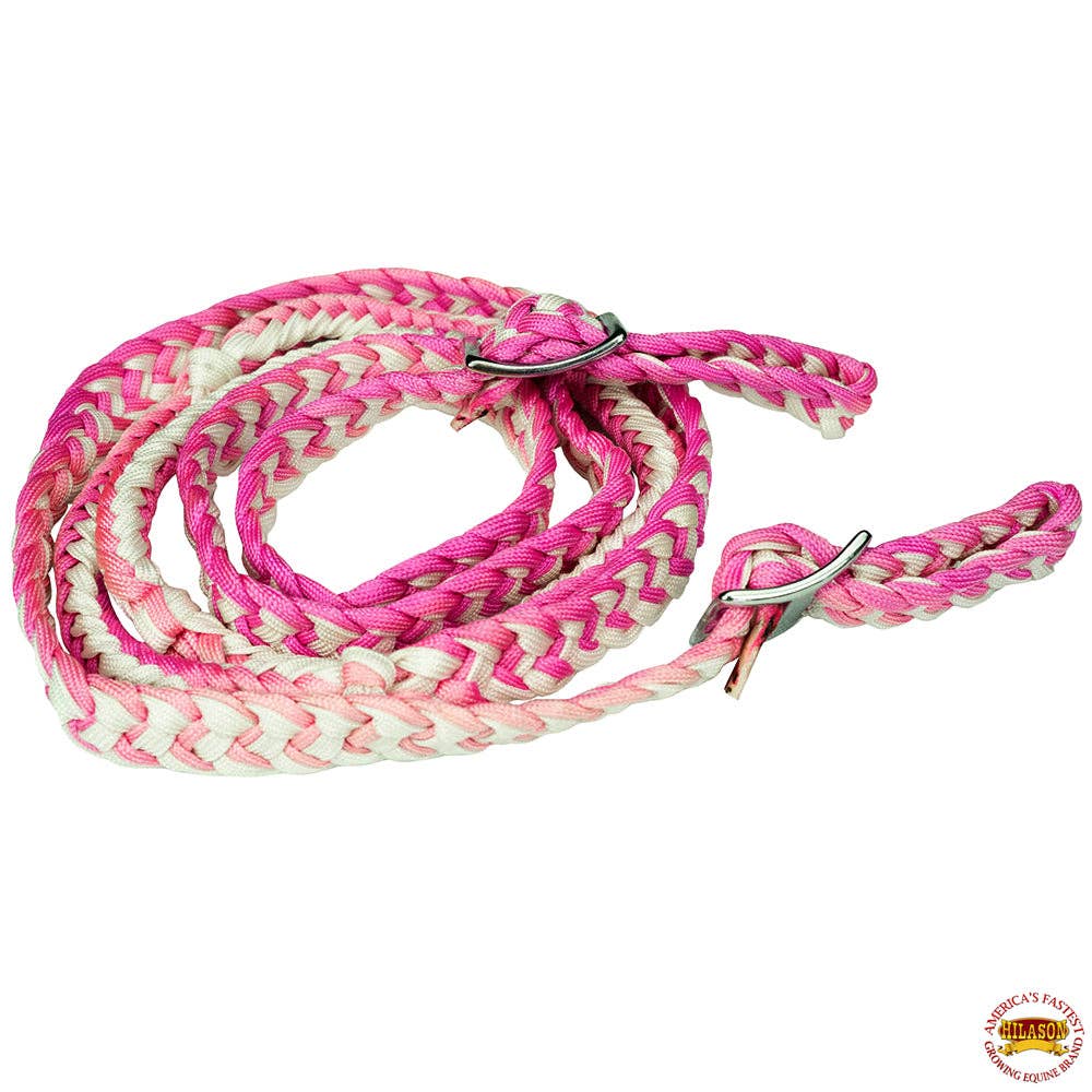 1" 8Ft Braided Poly Barrel Rein Horse Racing Flat Grip Knots