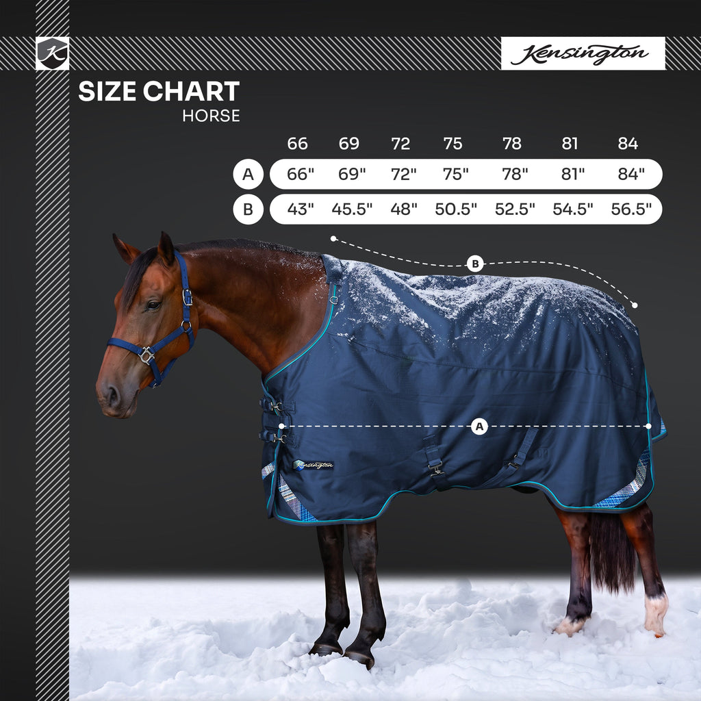 1200D Heavyweight 300g Euro Cut Horse Winter Turnout Blanket - Waterproof & Breathable