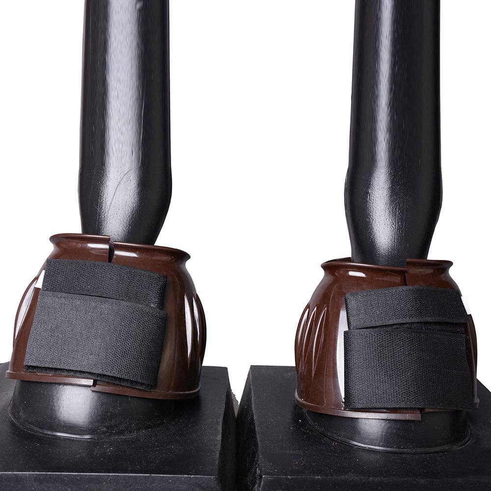 PVC Ribbed Double Hook and Loop Bell Boots Brown