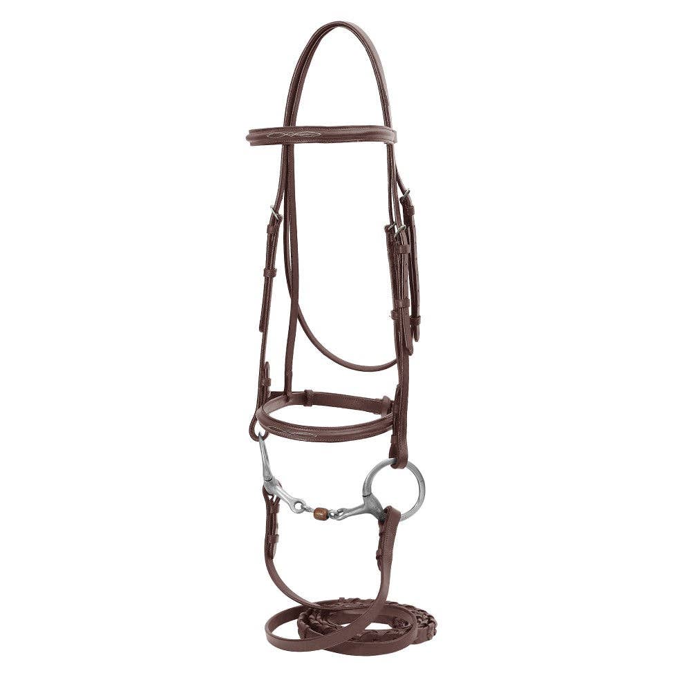 Henri de Rivel Advantage Fancy Raised Snaffle Bridle – Traditional Hunter/Jumper Bridle with Laced Reins