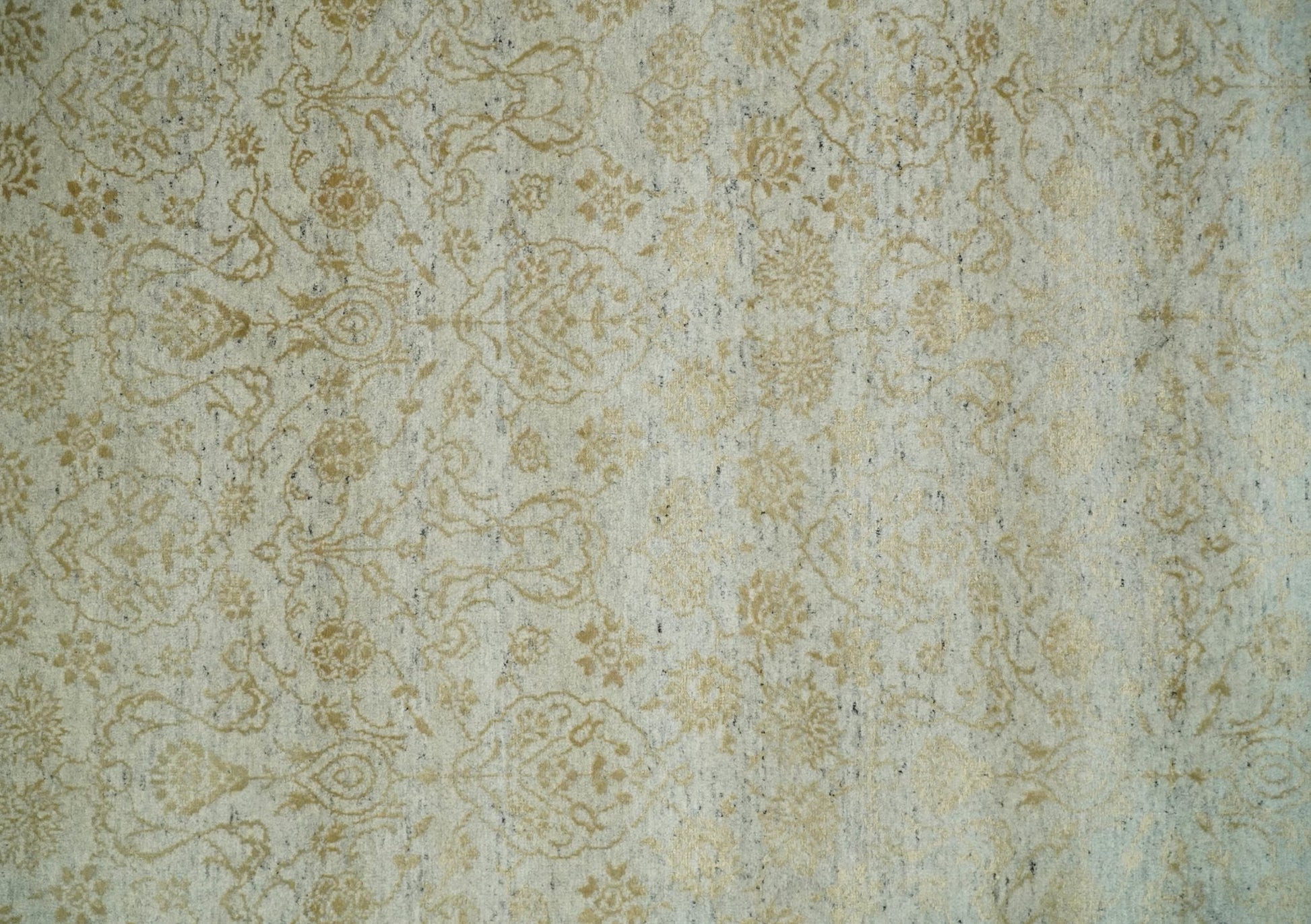 8x10 Fine Hand Knotted Beige and Gold Traditional Vintage Persian Style Antique Silk Rug