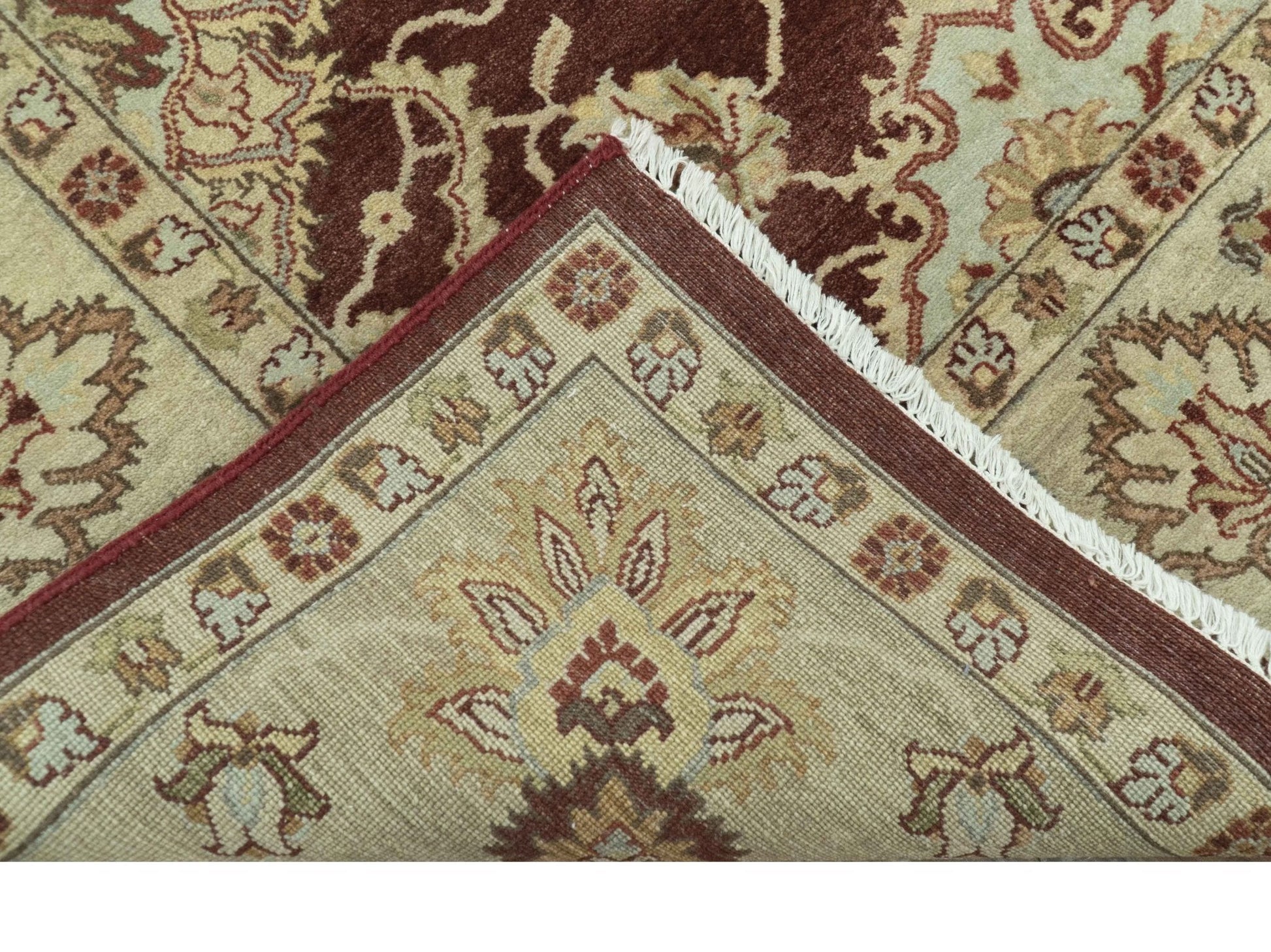 8X10 Fine Hand Knotted Rust And Gold Traditional Design Wool Rug