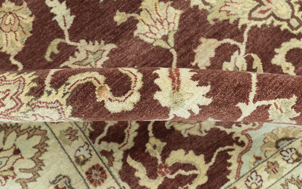 8X10 Fine Hand Knotted Rust And Gold Traditional Design Wool Rug