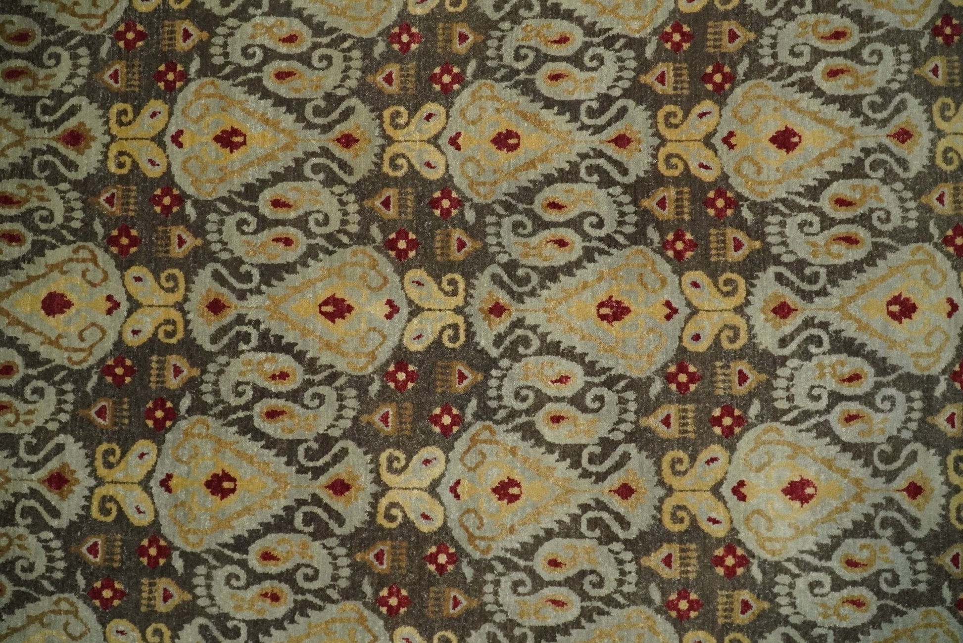 8x8 Round Fine Hand Knotted Brown and Beige Traditional Style Antique Wool Rug