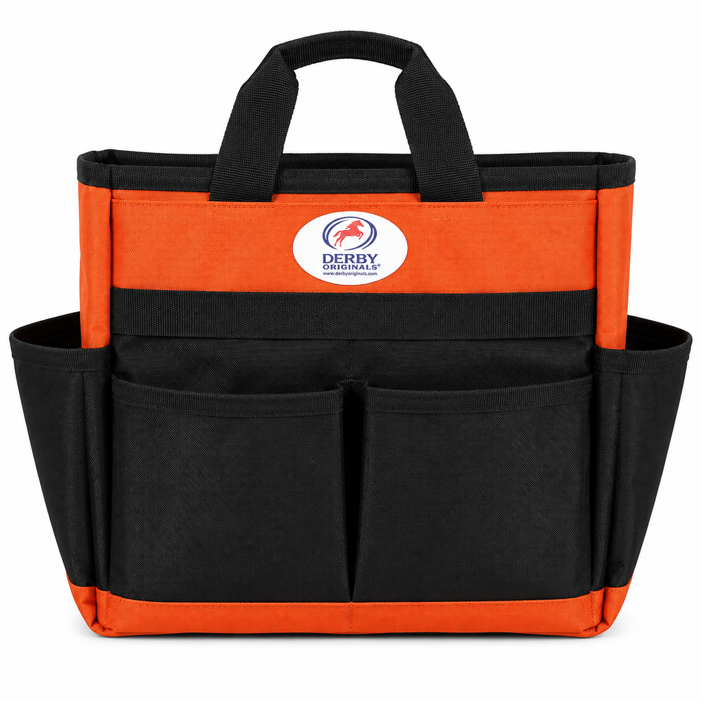 Derby Originals Nylon Horse & Dog Grooming Tote Bag with 6 Storage Pockets, Durable 600D Nylon Organizer, Dual Carry Handles for Barn, Trailer & Show Supplies
