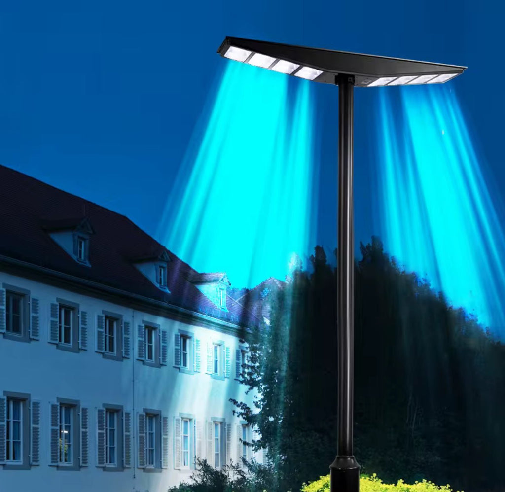 LumenX 9000W Double-Sided Solar Street Light – 560 LED, Motion Sensor, Dusk-to-Dawn, IP65