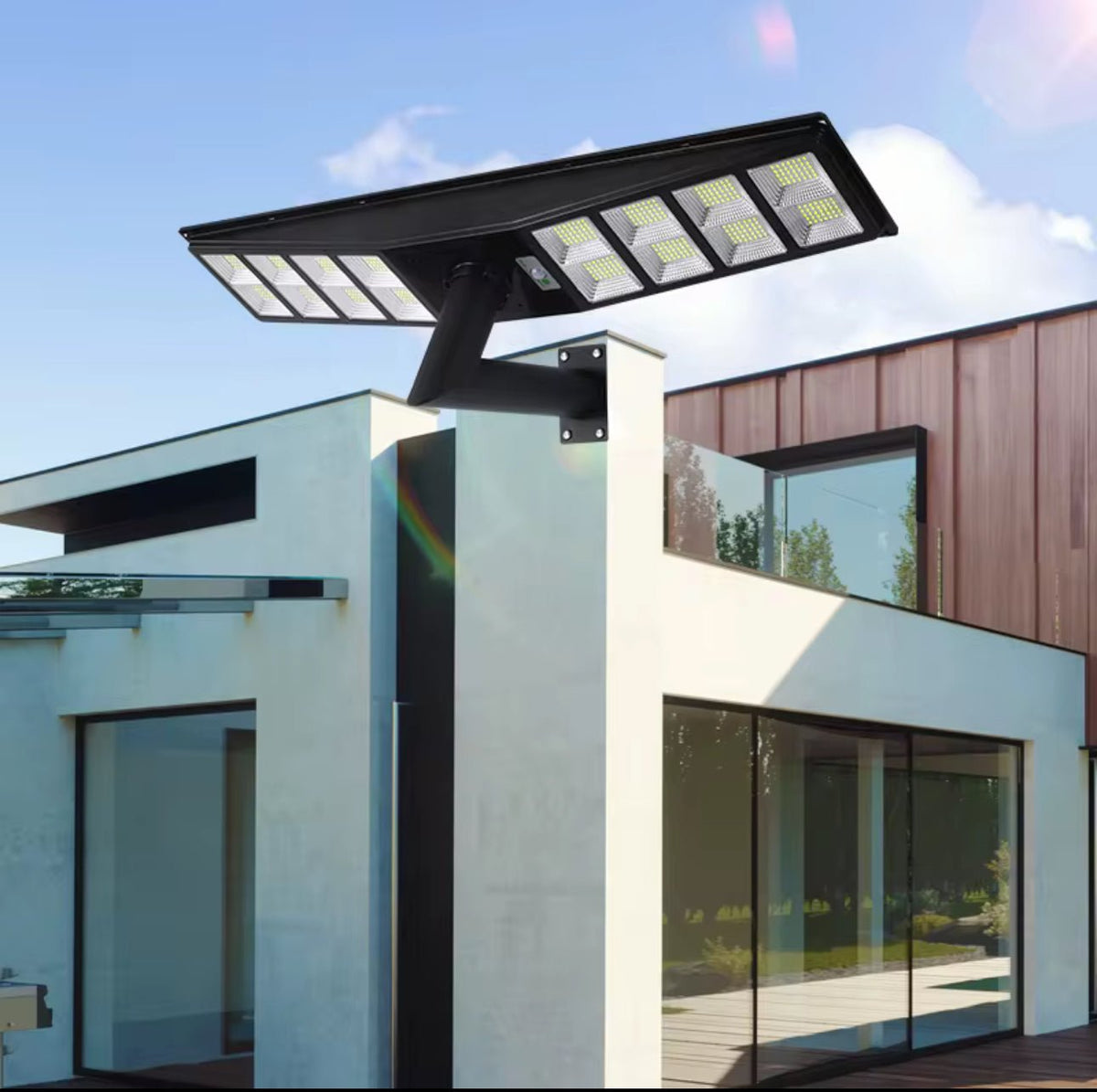 LumenX 9000W Double-Sided Solar Street Light – 560 LED, Motion Sensor, Dusk-to-Dawn, IP65