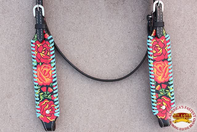 Western Headstall Horse Tack Leather Bridle Floral Hand Paint