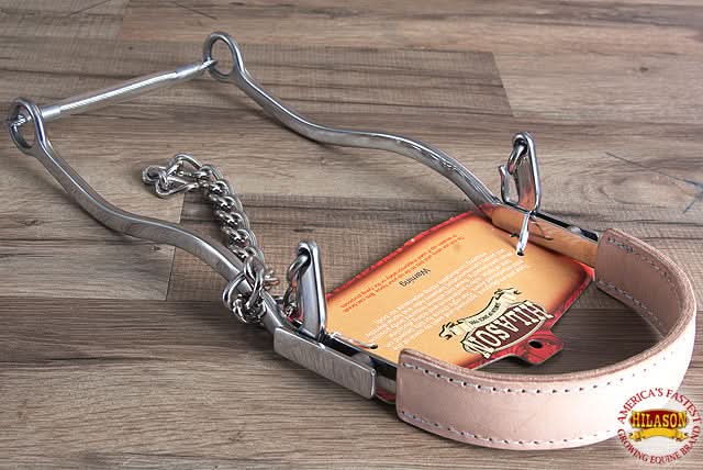 Hilason Western Leather Band Horse Mouth Steel Hackamore Bit W/ Curb Chain