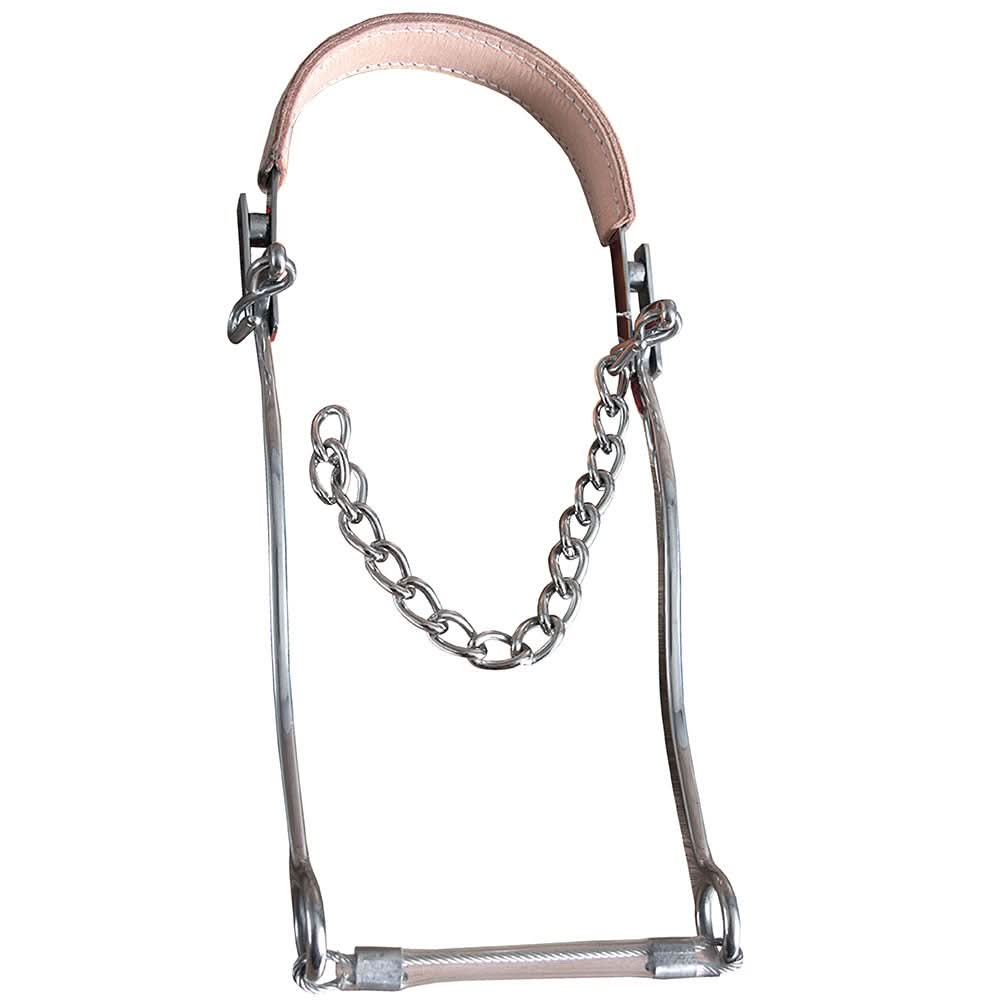 Hilason Western Leather Band Horse Mouth Steel Hackamore Bit W/ Curb Chain