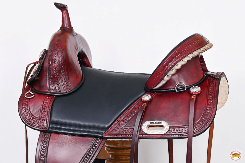 Hilason Western Horse Treeless Trail Saddle Genuine American Leather Antique Mahogany