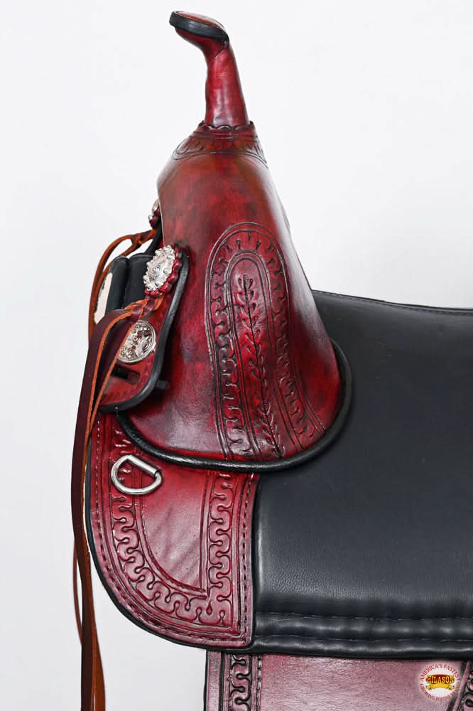 Hilason Western Horse Treeless Trail Saddle Genuine American Leather Antique Mahogany