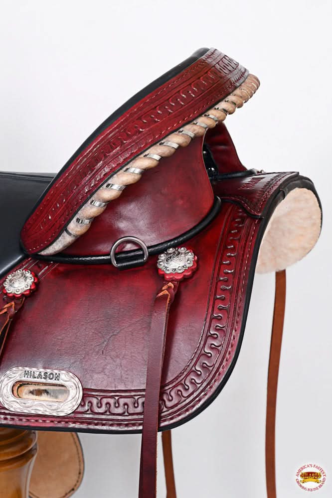 Hilason Western Horse Treeless Trail Saddle Genuine American Leather Antique Mahogany