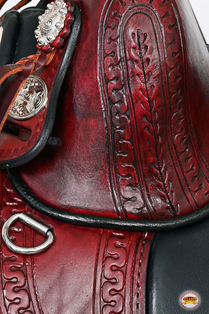 Hilason Western Horse Treeless Trail Saddle Genuine American Leather Antique Mahogany