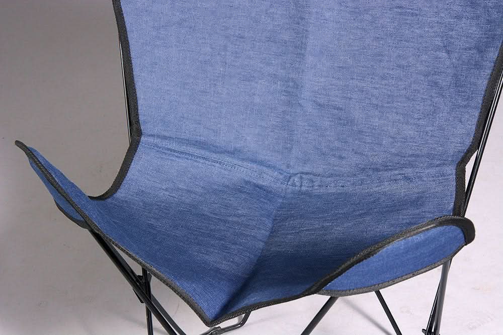 Hilason Genuine Fabric Denim Butterfly Chair Folding Lounge Modern Sling Accent Seat Blue