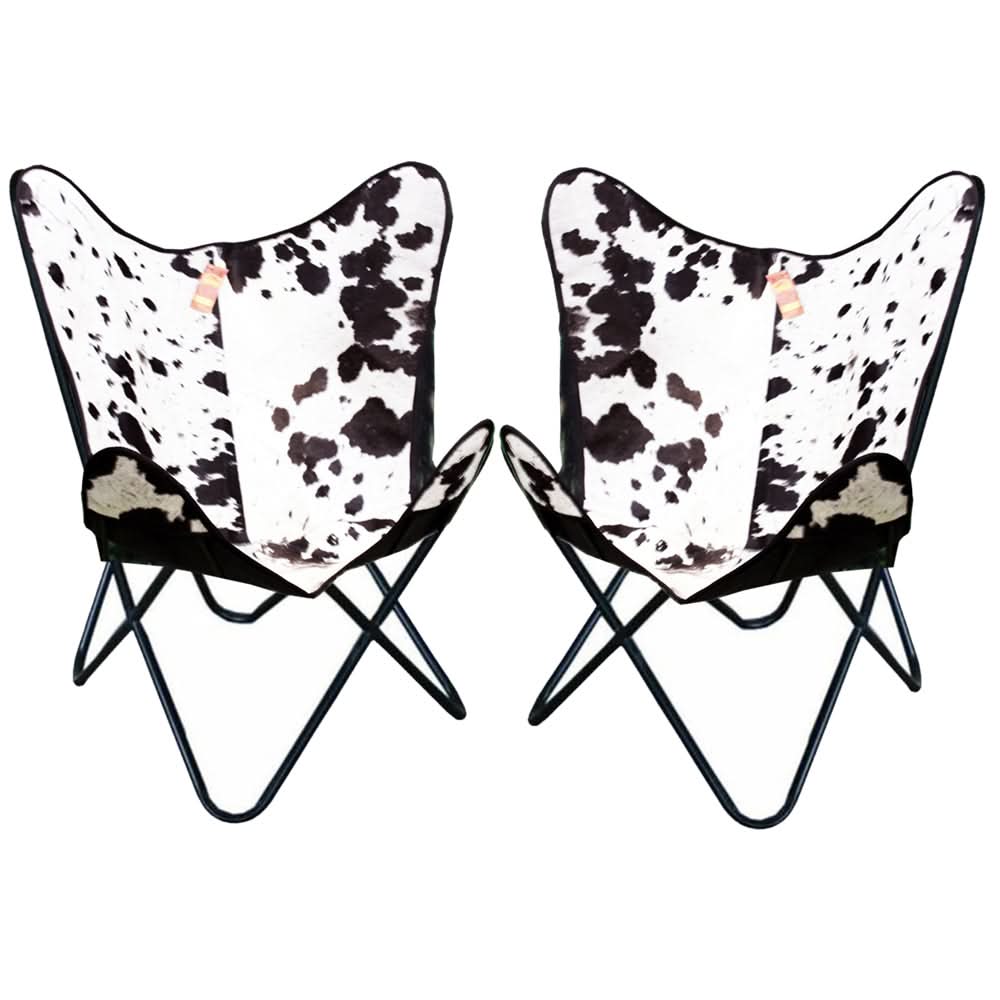 Genuine Leather Butterfly Chair Folding Lounge Modern Sling Accent Seat