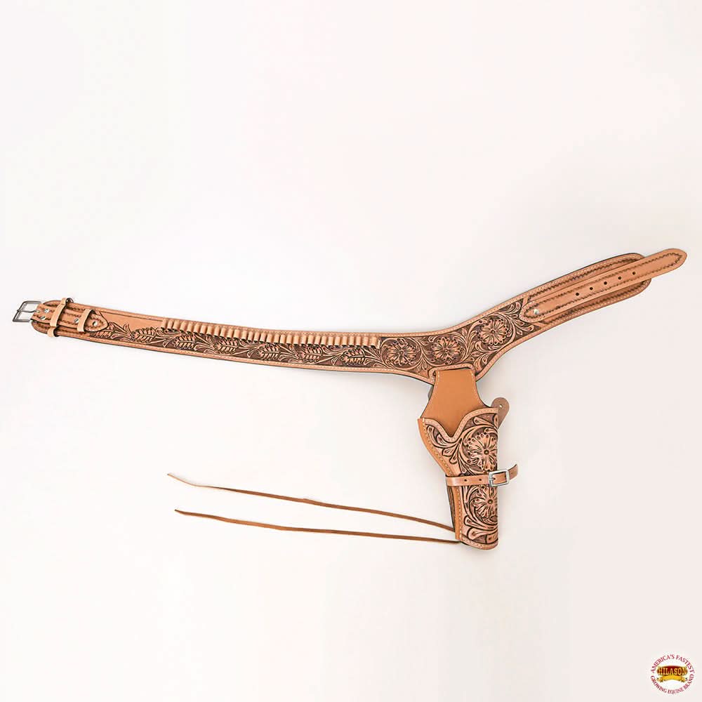 34 In Hilason Western Right Hand Gun Holster Rig 22 Cal Leather Cowboy