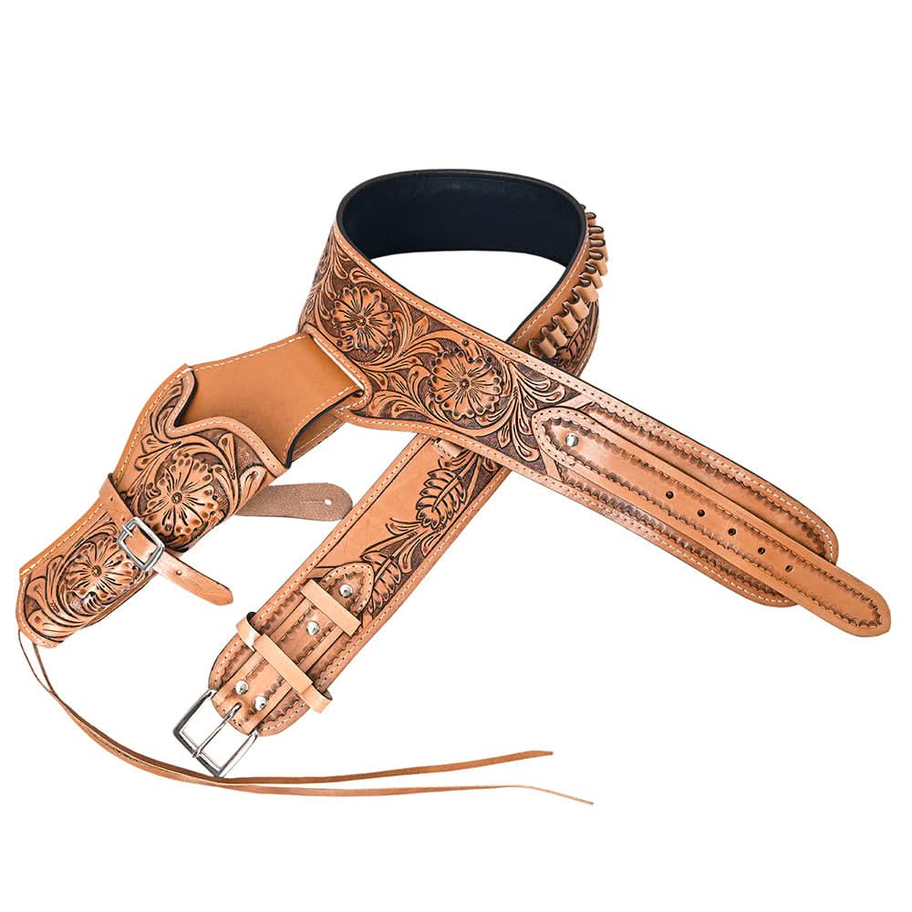 34 In Hilason Western Right Hand Gun Holster Rig 22 Cal Leather Cowboy