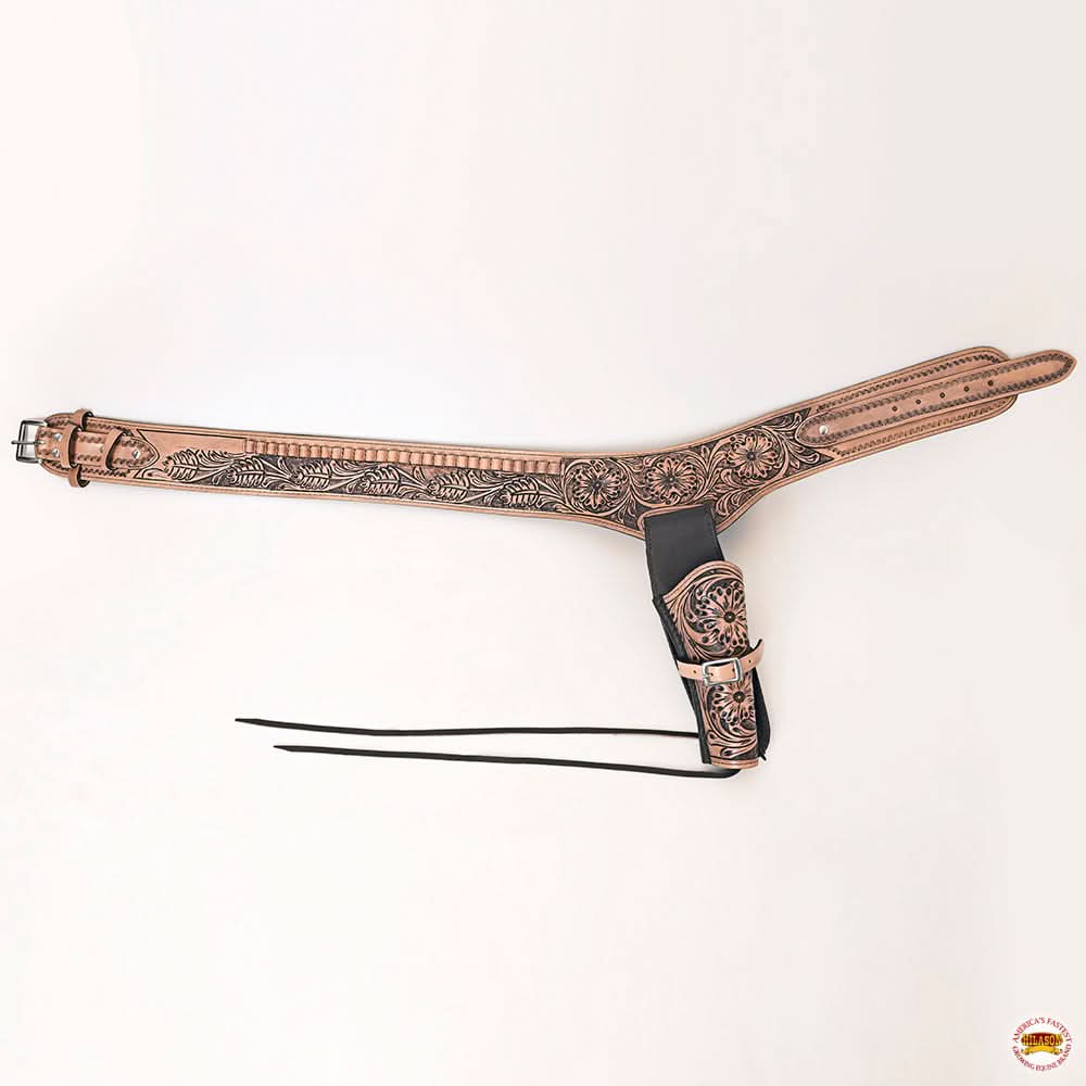 44 In Hilason Western Right Hand Gun Holster Rig 22 Cal Leather Cowboy