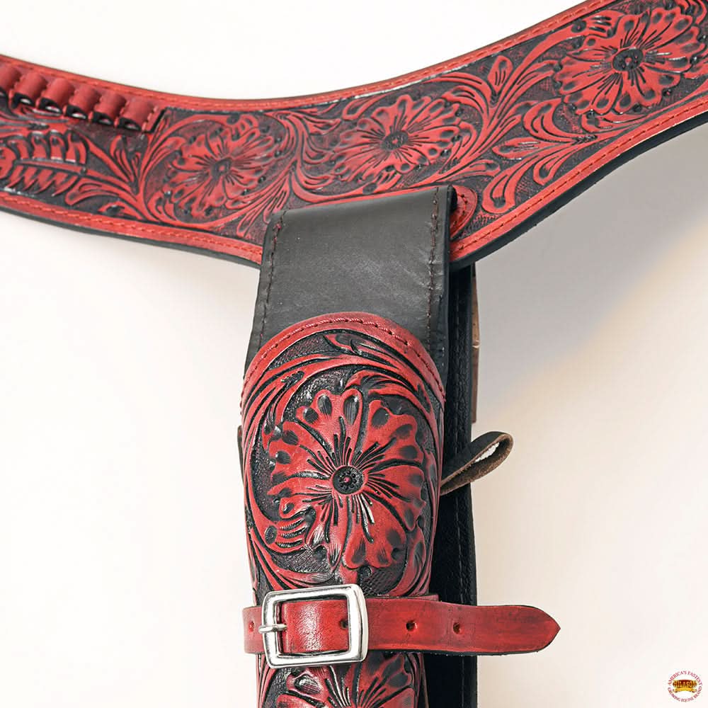 Hilason Western Right Hand Gun Holster Rig 22 Caliber Leather Cowboy
