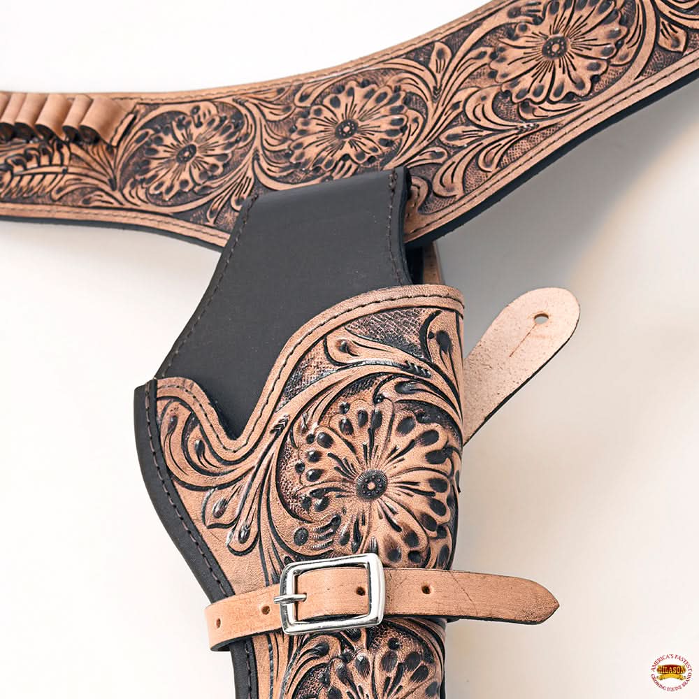 34 In Hilason Western Right Hand Gun Holster Rig 38 Cal Leather Cowboy