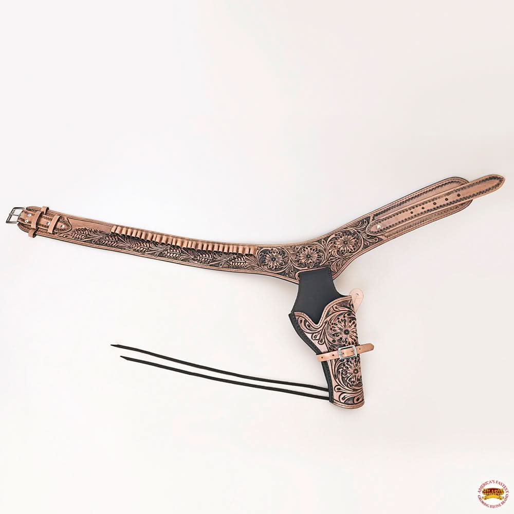 34 In Hilason Western Right Hand Gun Holster Rig 38 Cal Leather Cowboy