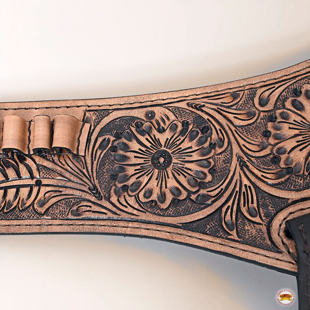 34 In Hilason Western Right Hand Gun Holster Rig 38 Cal Leather Cowboy