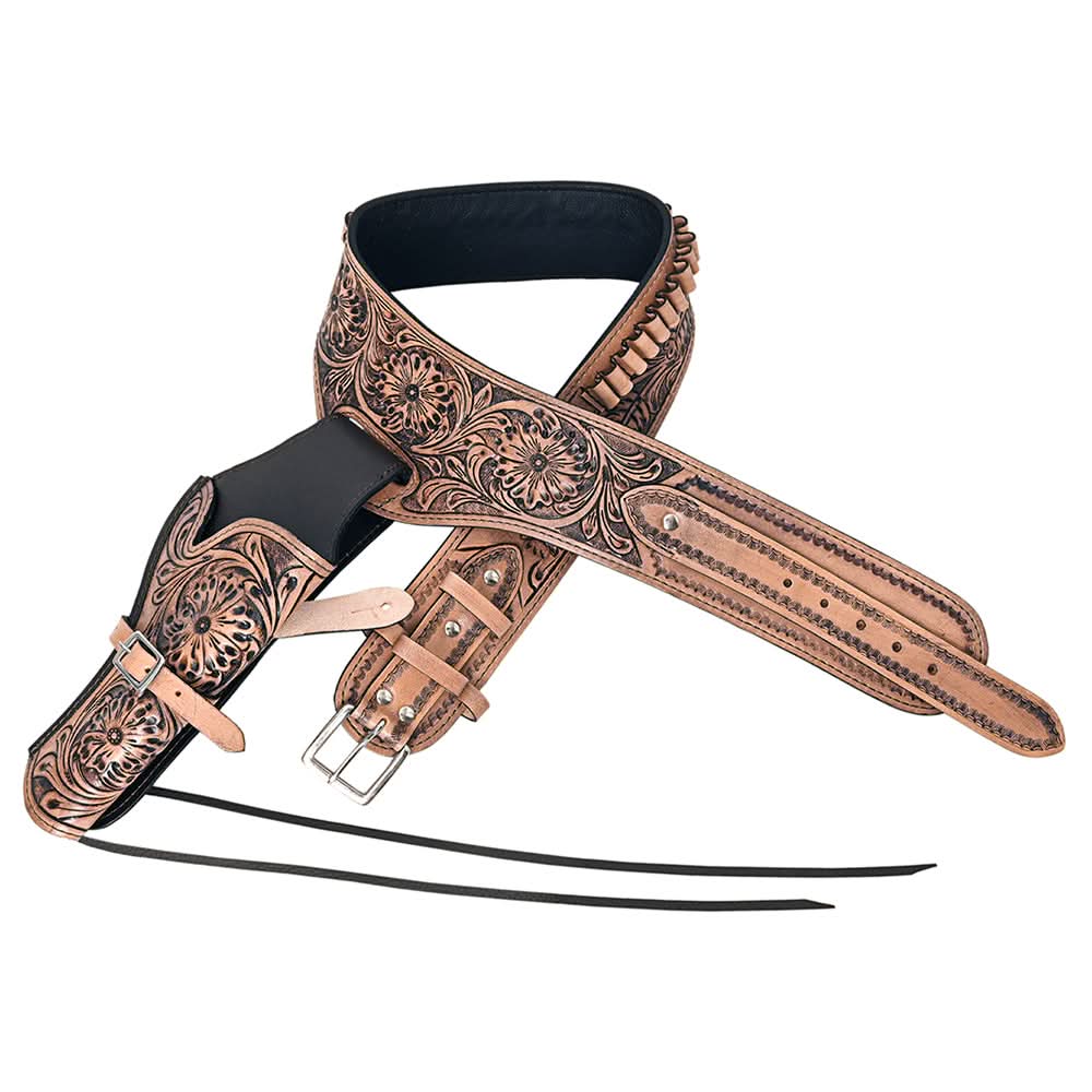 34 In Hilason Western Right Hand Gun Holster Rig 38 Cal Leather Cowboy