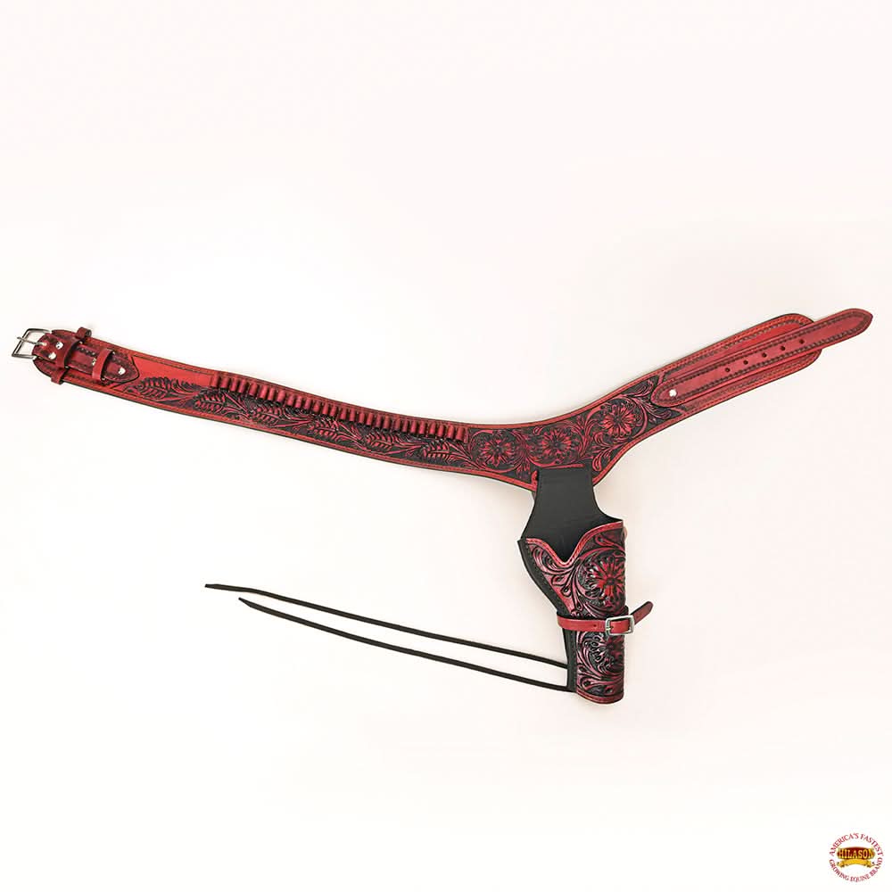 Hilason Western Right Hand Gun Holster Rig 38 Caliber Leather Cowboy