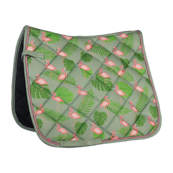 HKM Naples Saddle Pad-Green/Pink