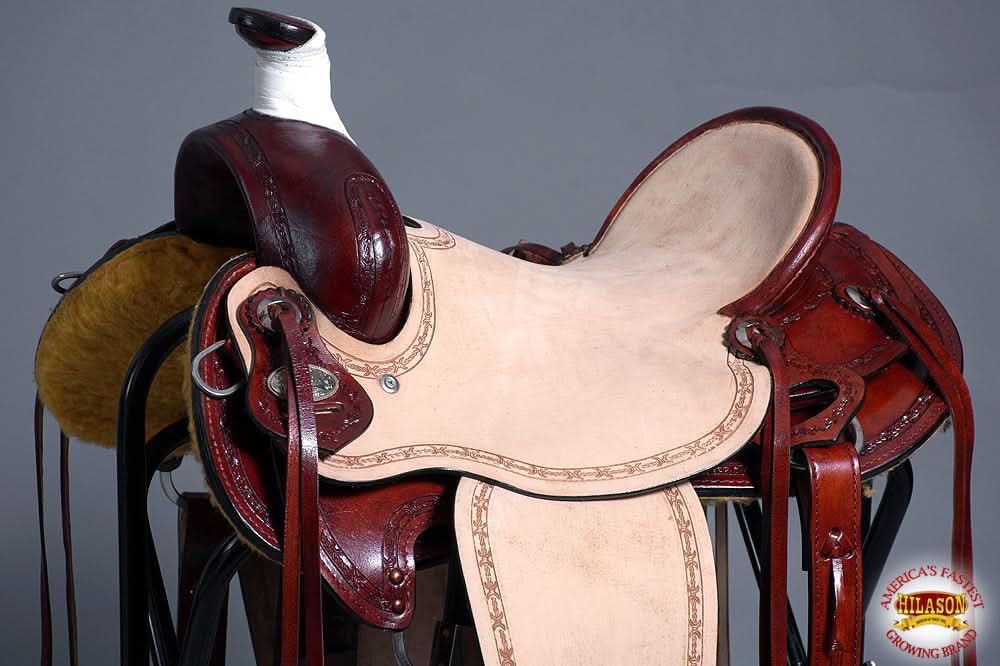 Western Horse Saddle American Leather Ranch Roping Trail Hilason Mahogany