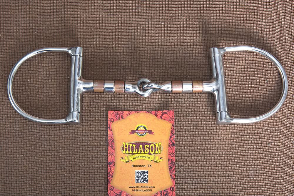 5" Hilason Horse Stainless Steel Horse Mouth Dee Bit W/ Red Copper Ring