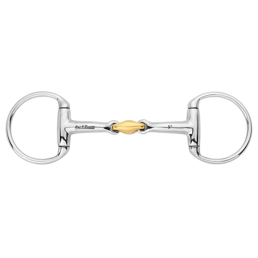 BAR H EQUINE Eggbutt Double Jointed Copper Link Snaffle Horse Bit