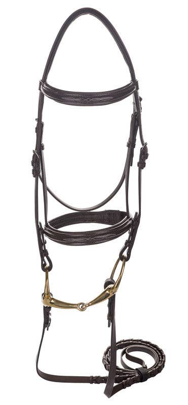 Henri de Rivel Advantage Mono Crown Padded Bridle – Fancy Stitched Leather with Laced Reins