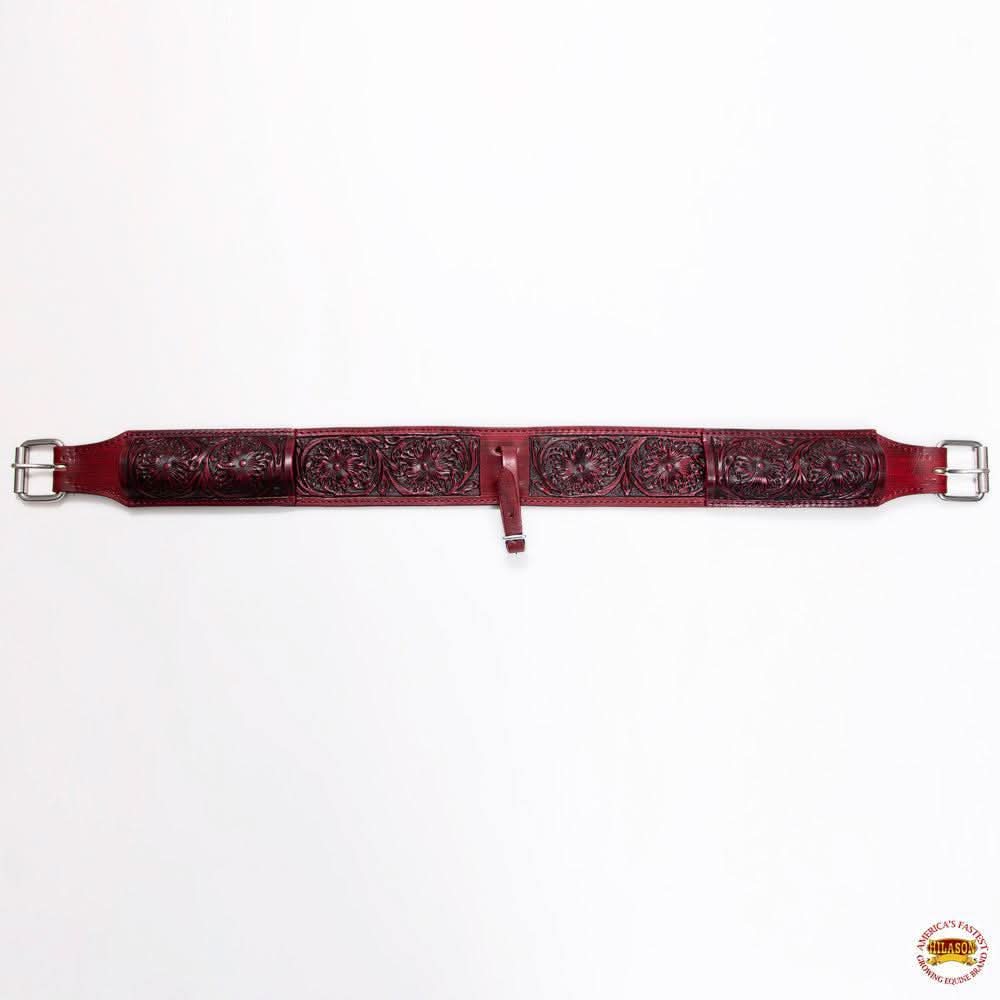 Western Horse Saddle Girth Hilason Leather Cinch Floral Carved