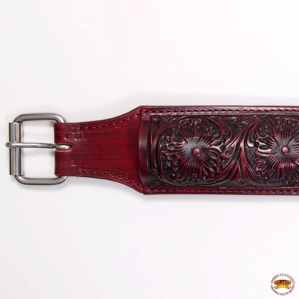 Western Horse Saddle Girth Hilason Leather Cinch Floral Carved