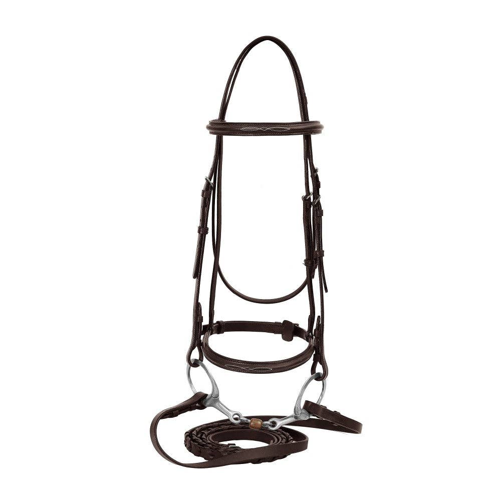 Henri de Rivel Advantage Fancy Raised Snaffle Bridle – Traditional Hunter/Jumper Bridle with Laced Reins