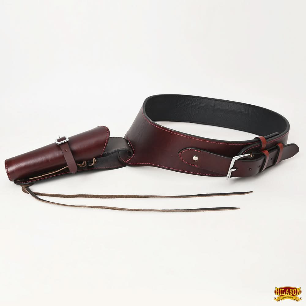 Hilason Western Right Hand Gun Holster Rig 44/45 Cal Leather Cowboy